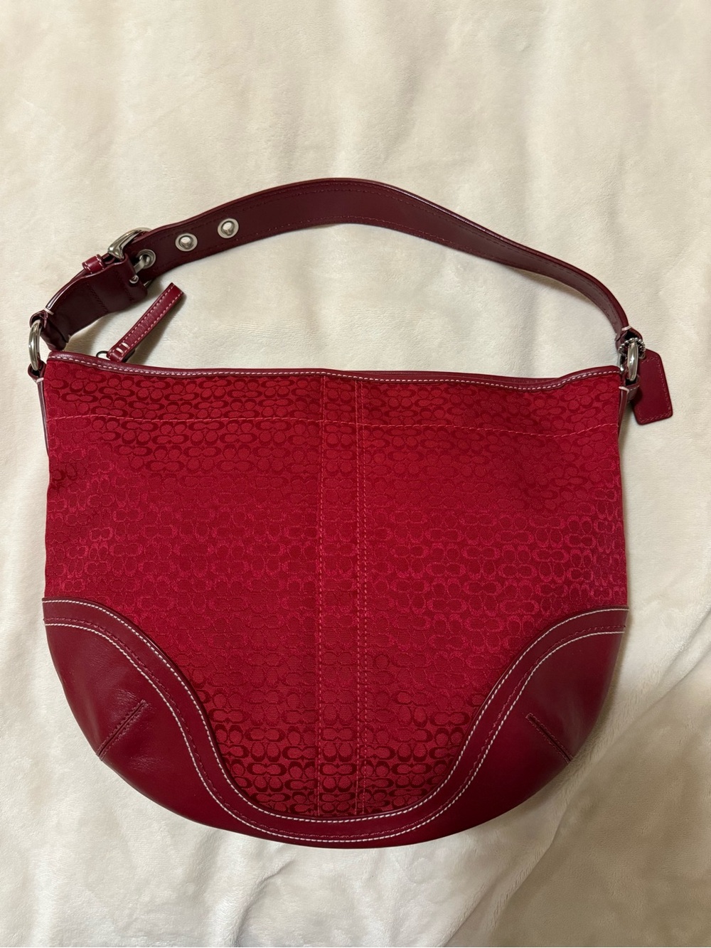 Vintage Coach Soho Hobo Bag in Monogram Red